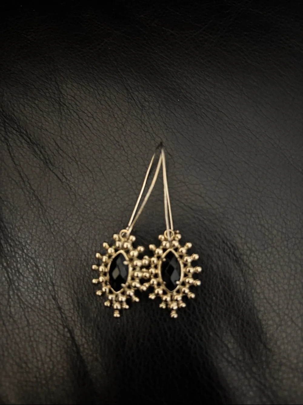 Kendra Scott Faceted Onyx Starburst Gold-Plated Brass Drop Earrings - Picture 2 of 4